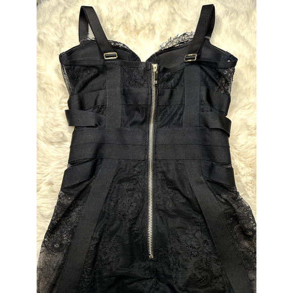 RARE🔥 Honey Birdette ASHLEIGH🖤 Black Gold Lace Push Up Dress 30DD - Picture 7 of 10